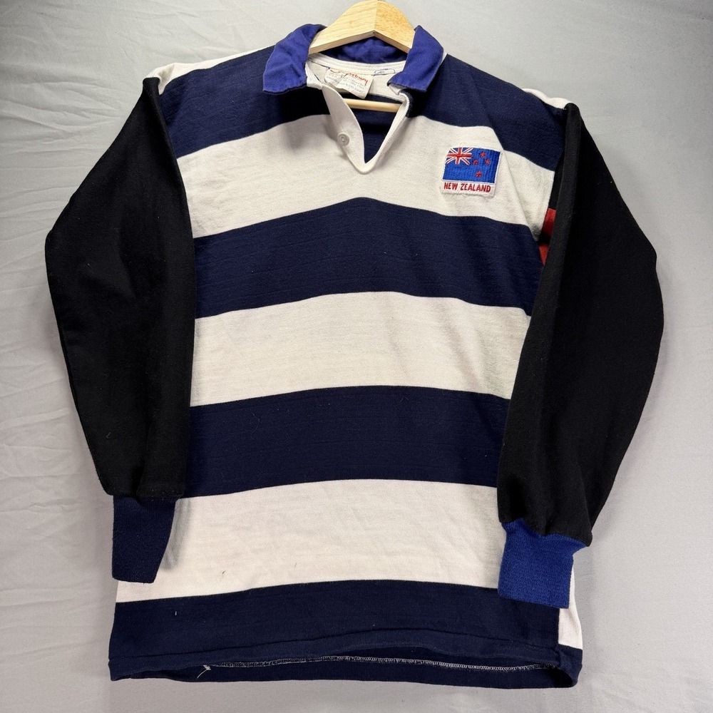 Canterbury Rugby Shirt Mens XS Striped Long Sleeve New Zealand Thick Collar Polo